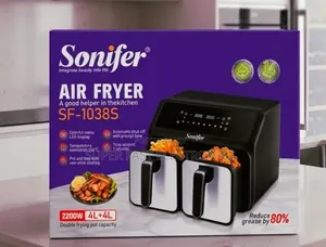 Sonifer Digital Air Fryer – 8L (4L+4L), 2200W, Touchscreen LED