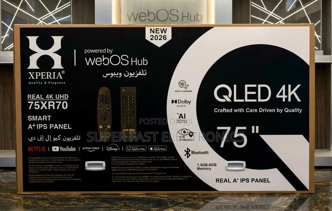 XPERIA 75 Inch TV Real 4K UHD QLED Smart TV – webOS Hub, A+ IPS Panel