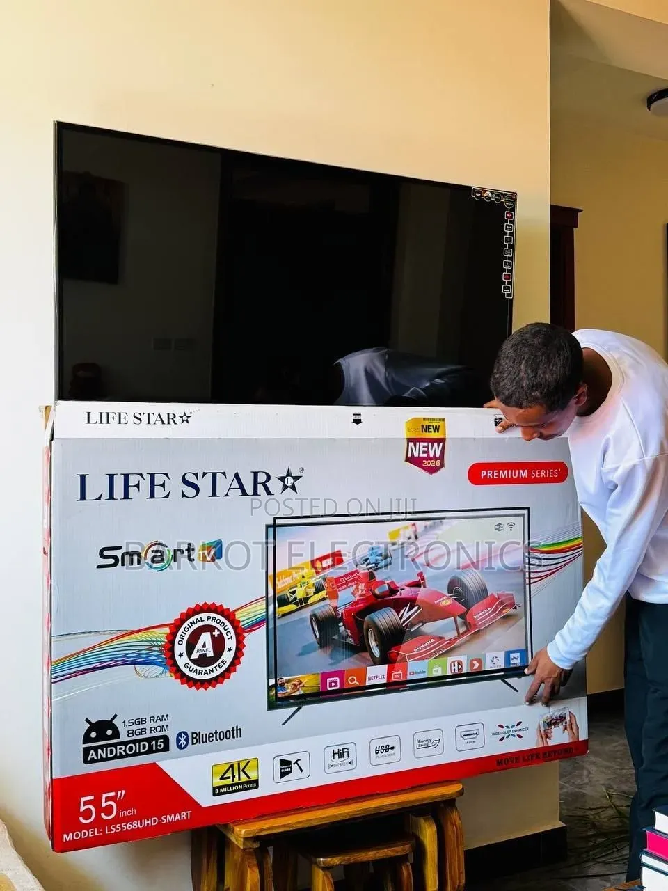 Life Star Smart TV 55 Inch 4k Andraid TV Doubel Gelass New 2025 Hifi N