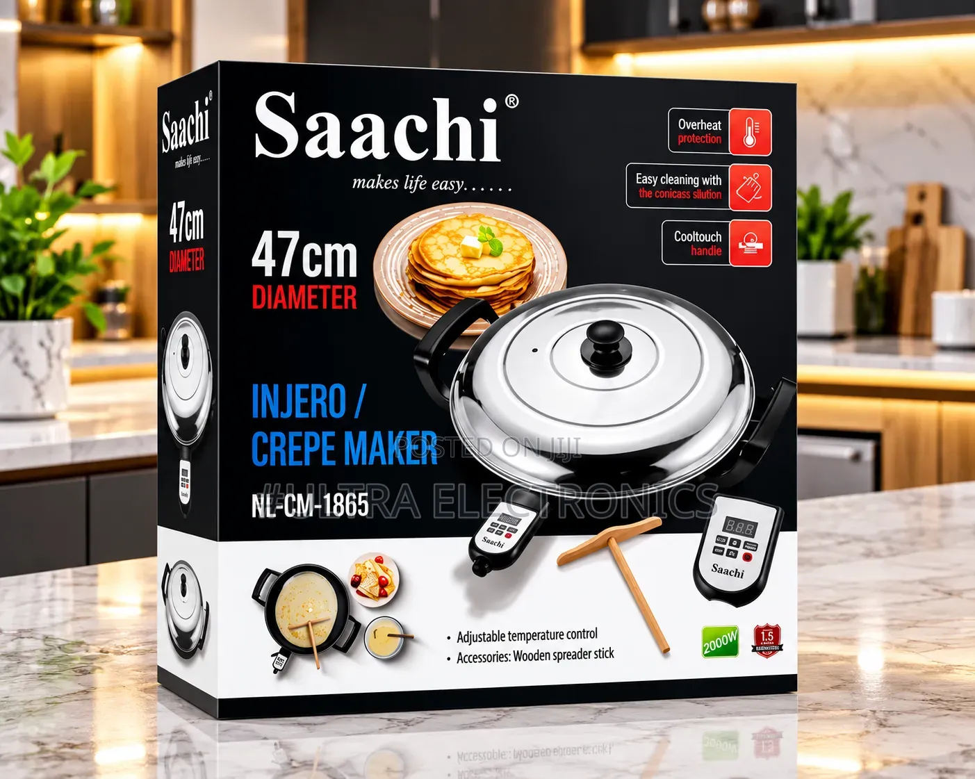 Saachi 47cm Injera & Crepe Maker – 2000w