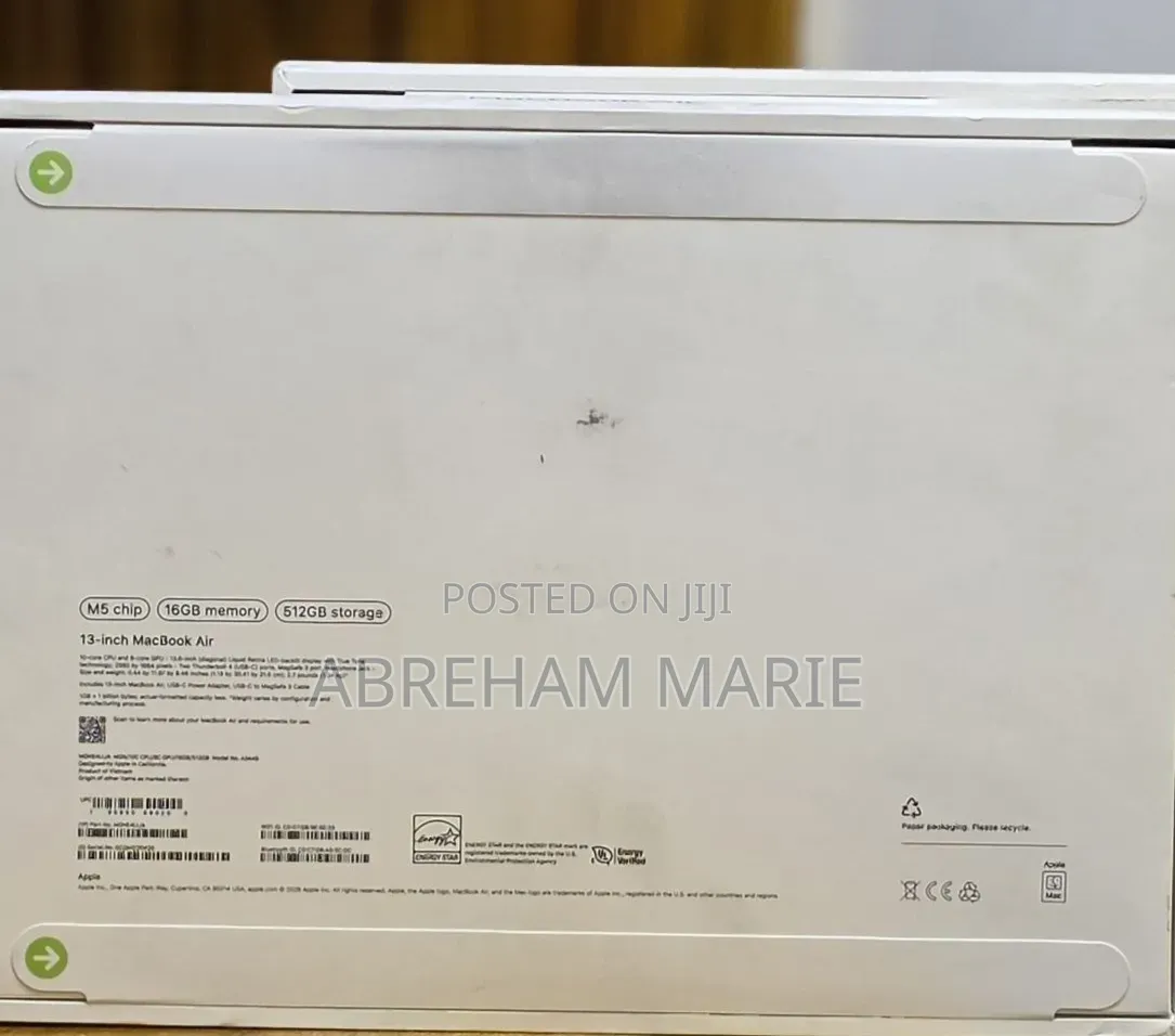 New Laptop Apple MacBook Air 2026 M5 16GB Apple M5 SSD 512GB