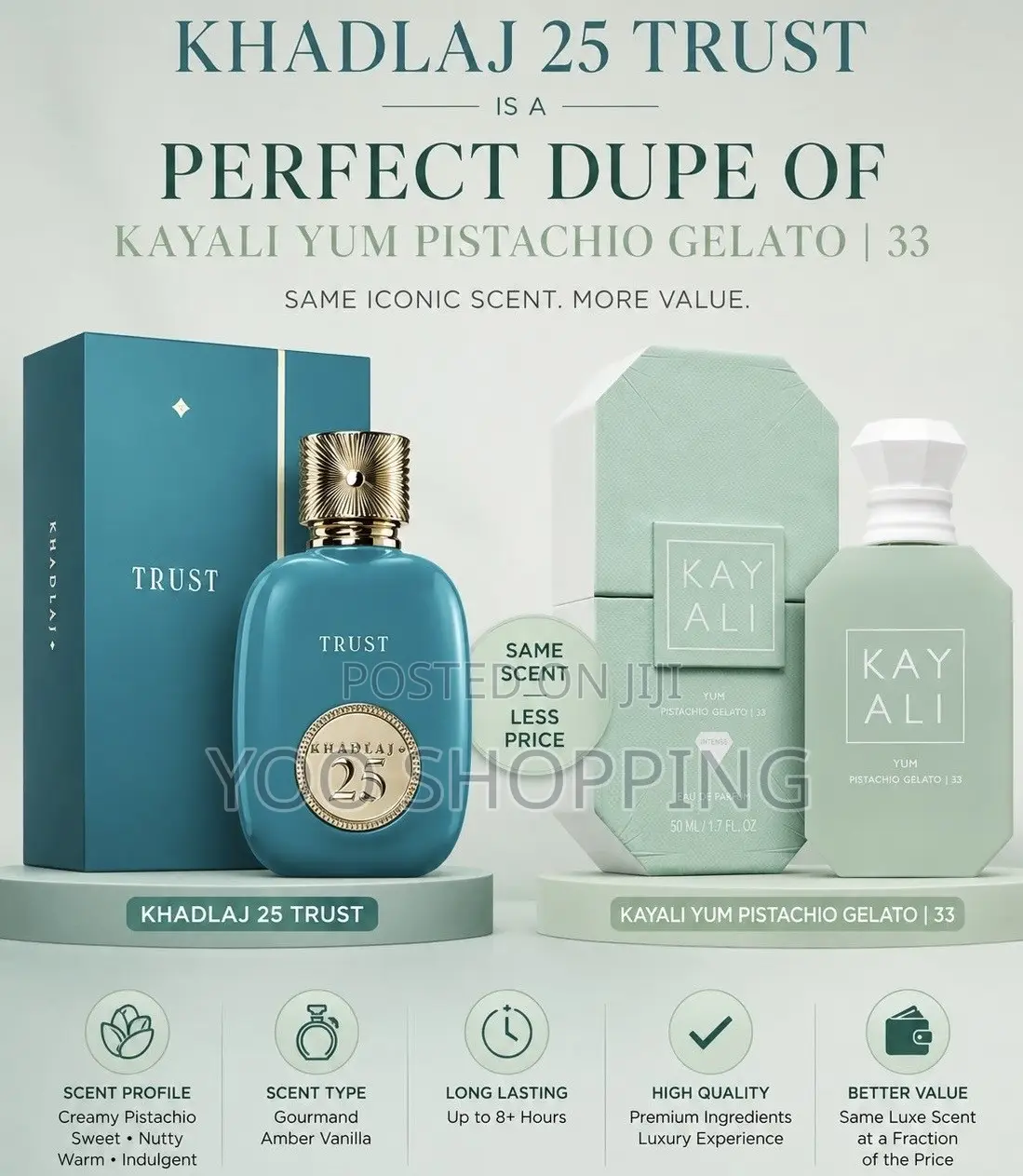 Khadlaj Trust Perfume for Women(dupe of Kayali Yum Pistachio)