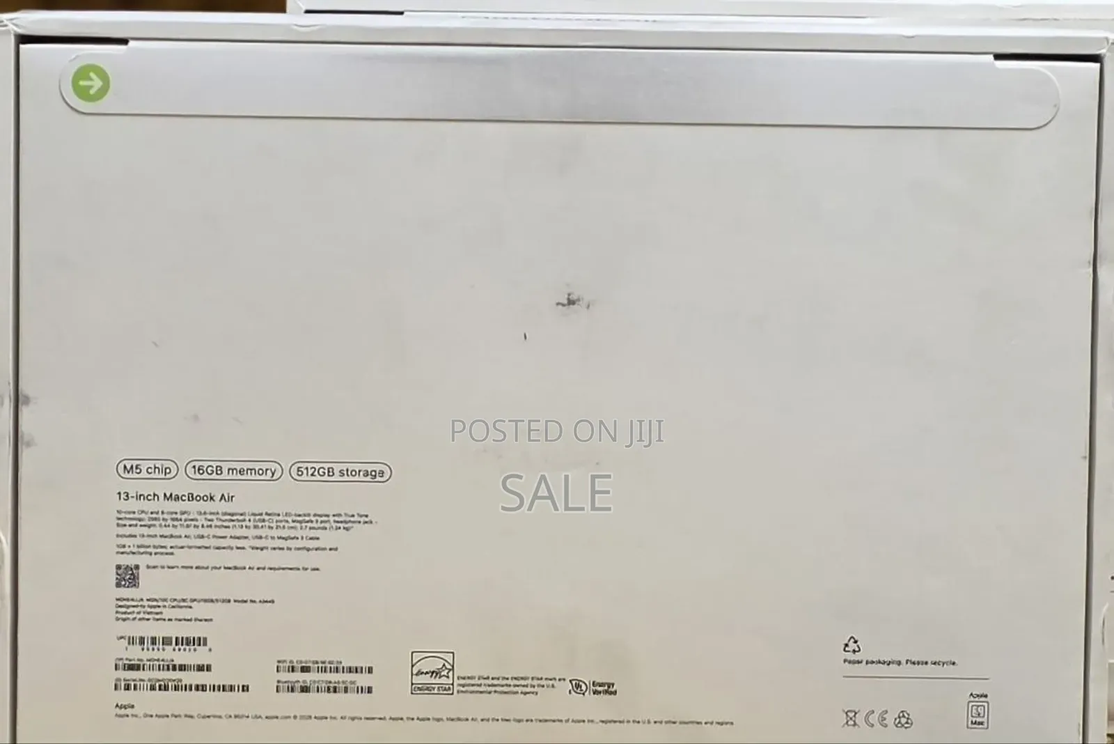 New Laptop Apple MacBook Air 2026 M5 16GB Apple M5 SSD 512GB