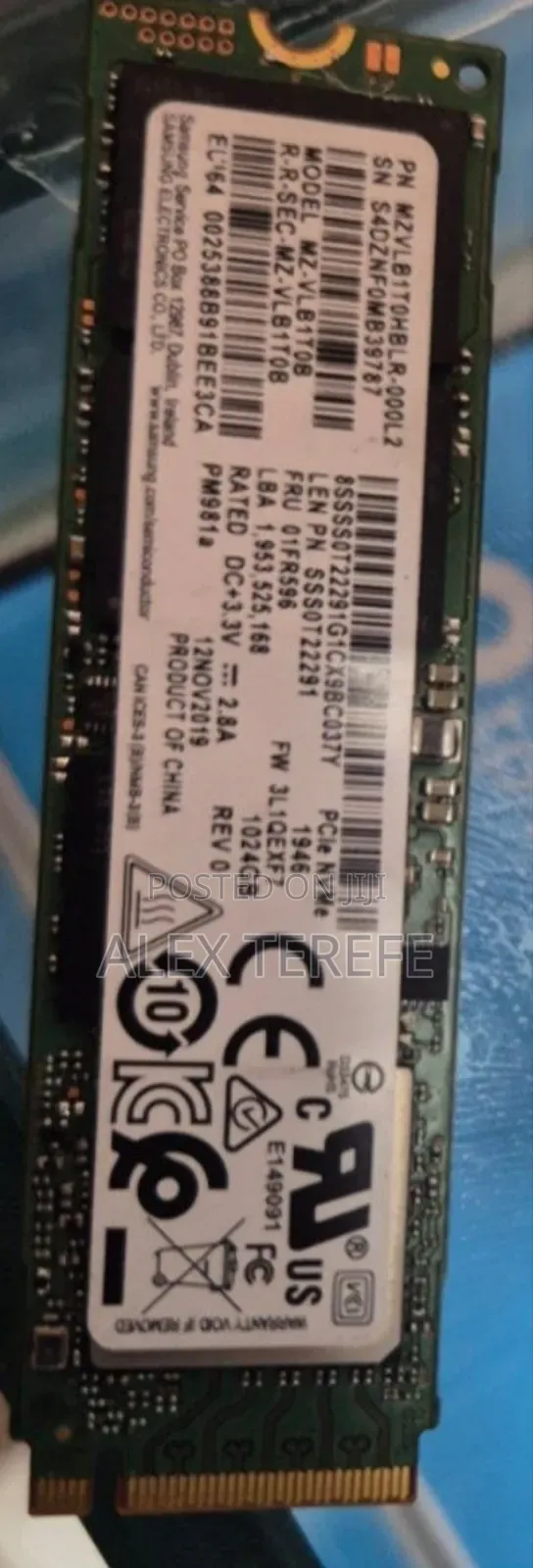 1 Tb 
NVMe SSD 
Pulled Out Original