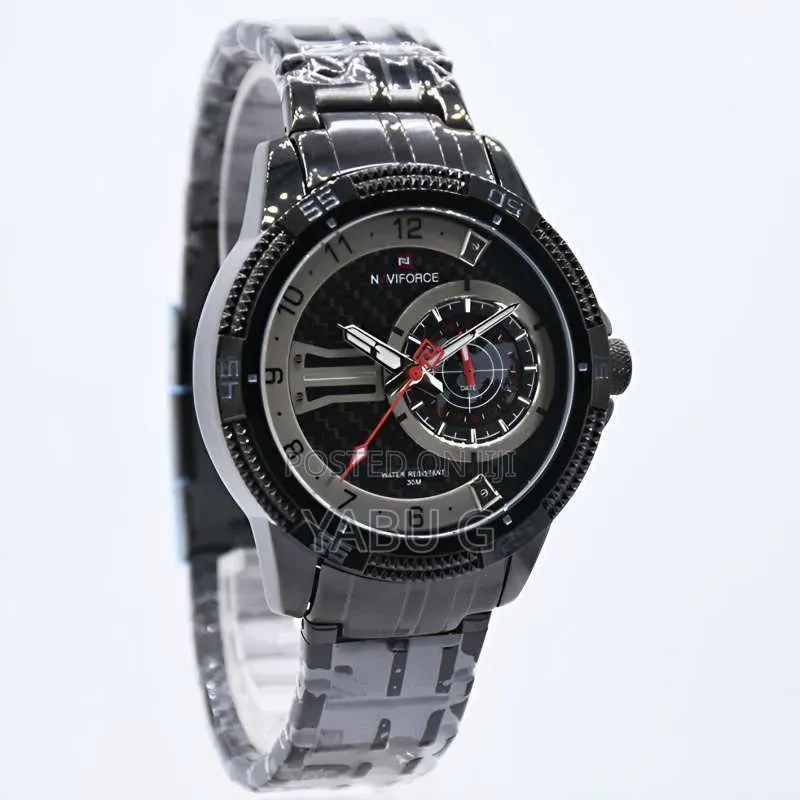 Black Stainless Steel Naviforce Men's Wristwatch