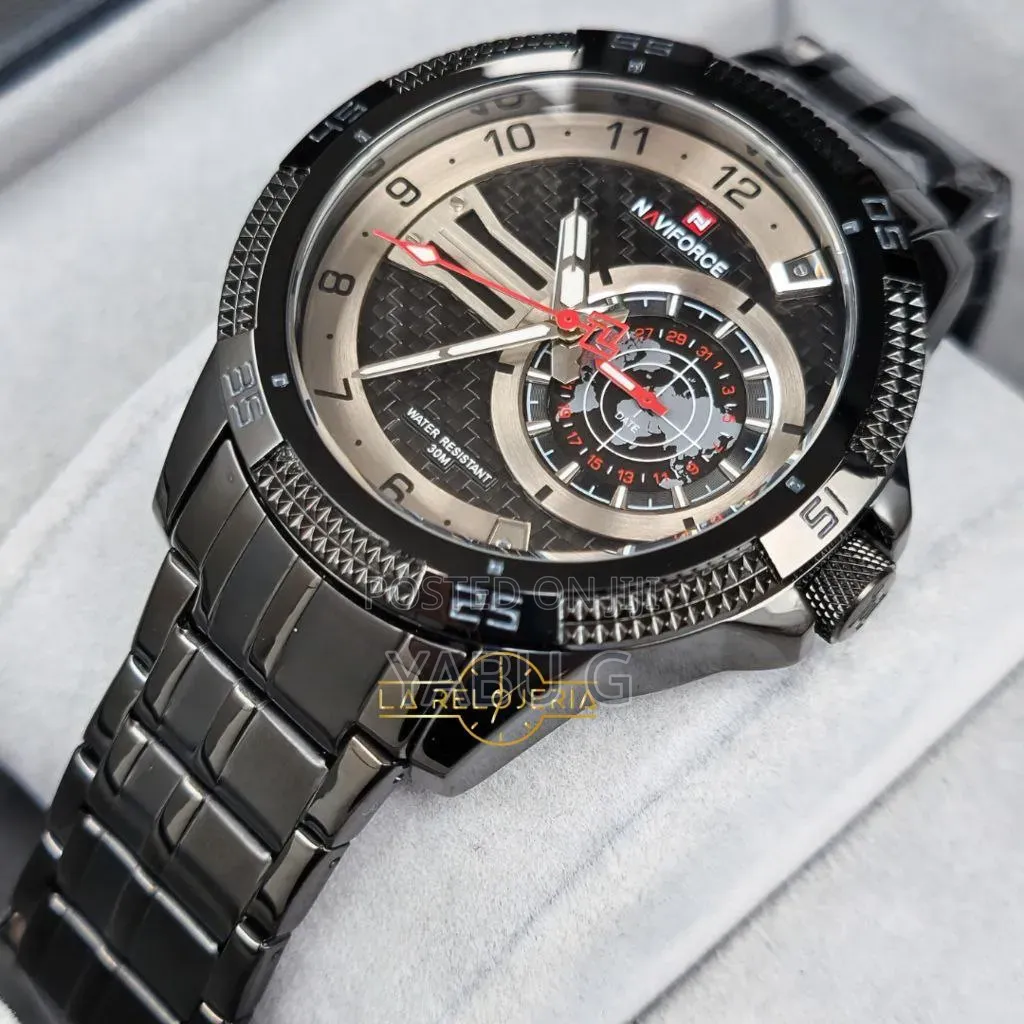 Black Stainless Steel Naviforce Men's Wristwatch