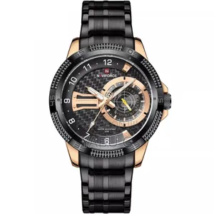 Naviforce Watch Features a Black Stainless Steel Band and a Rose Gold