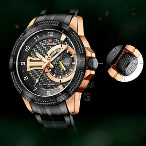 Naviforce Watch Features a Black Stainless Steel Band and a Rose Gold