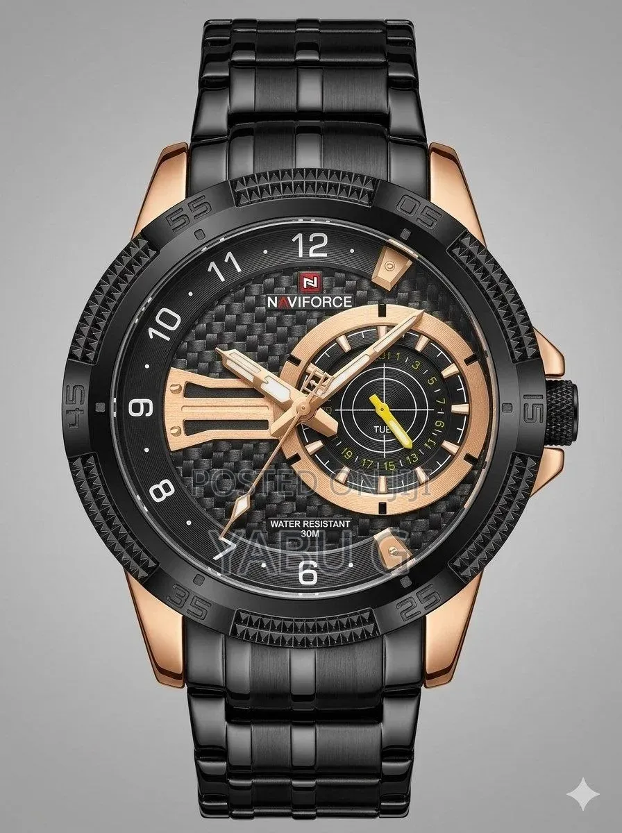 NAVIFORCE Black Stainless Steel Chronograph Watch
