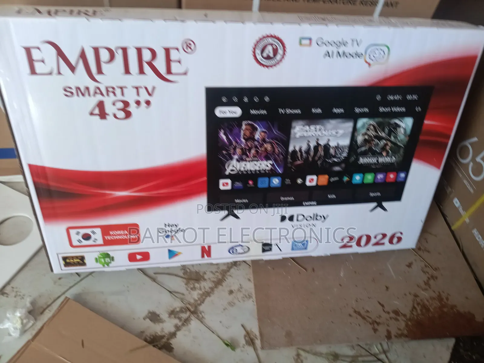 Empire Smart Led TV 43 Inch 4k Andraid Doubel Gelass 2026 Hifi Speaker