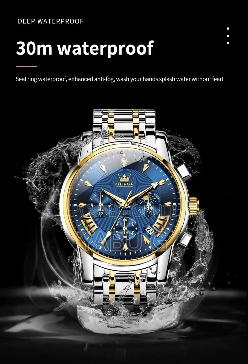 OLEVS Mens Watches Original Luxury Diamond Moon Phase
