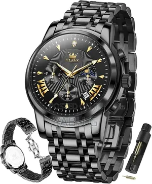 Olevs Stylish Black Color Watch for Men