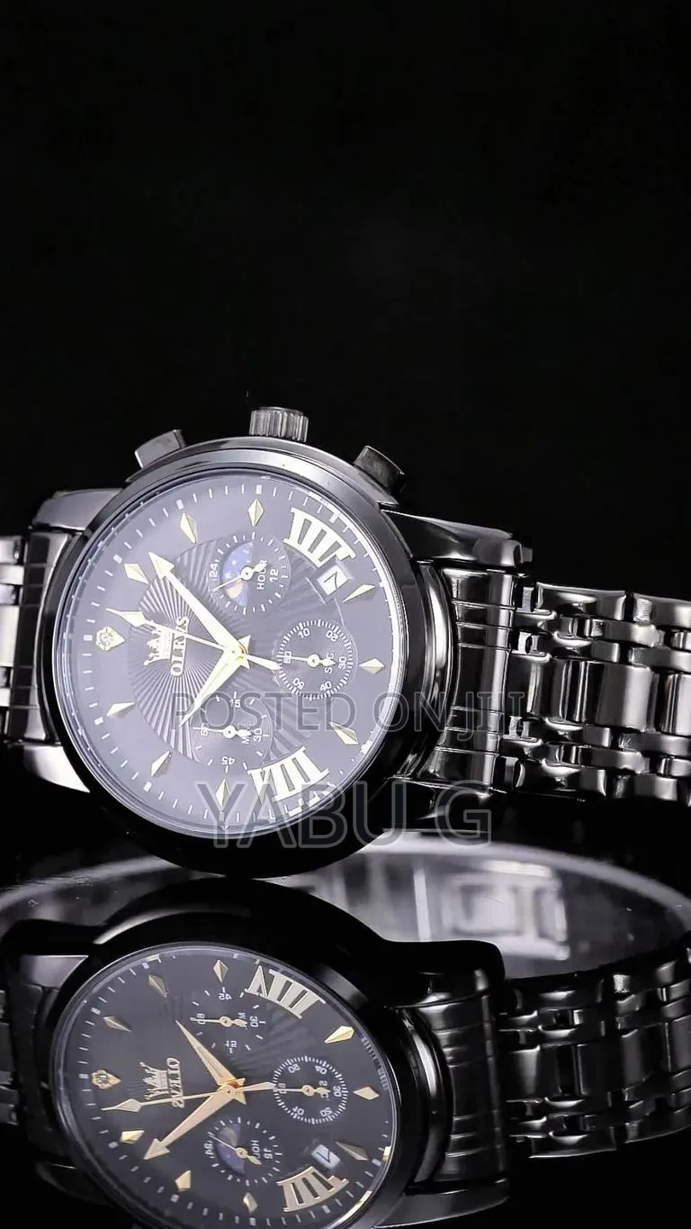 Olevs Stylish Black Color Watch for Men
