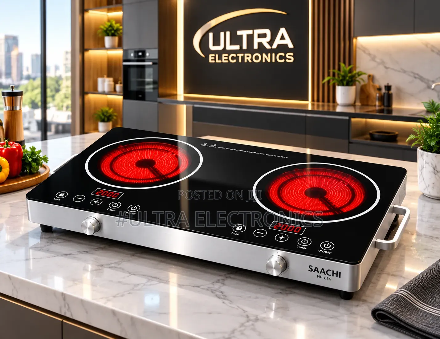 Saachi Double-Burner Infrared Electric Cooktop