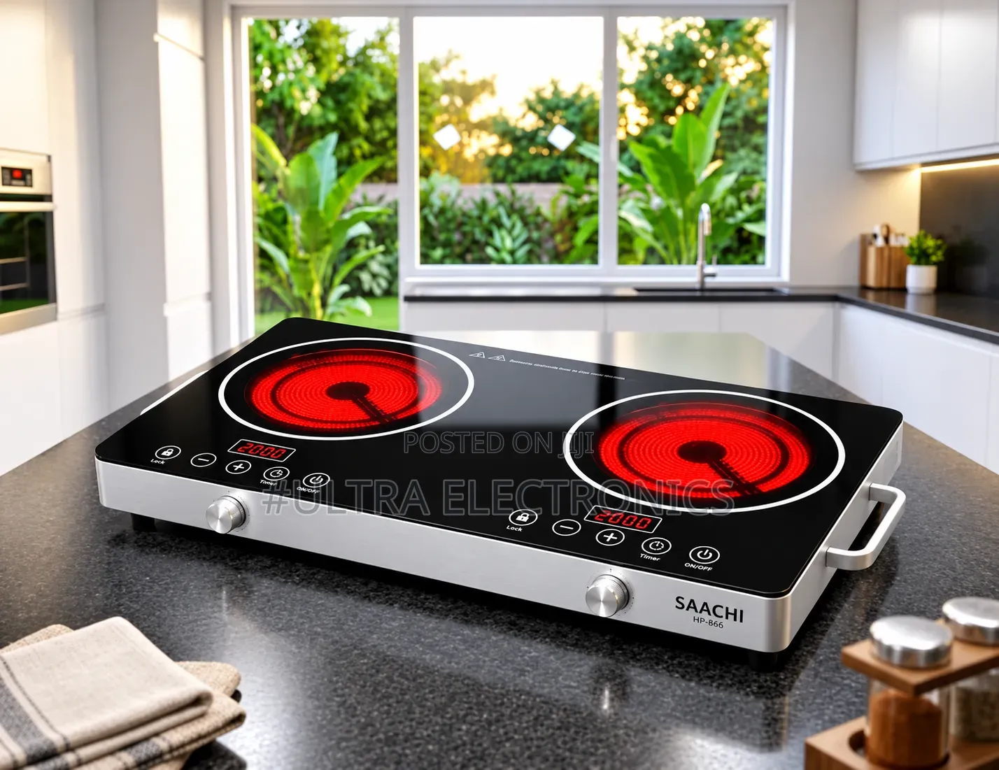 Saachi Double-Burner Infrared Electric Cooktop