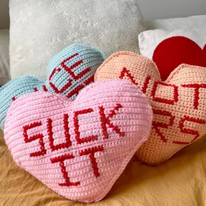 Heart Pillow / Hand Made Crochet