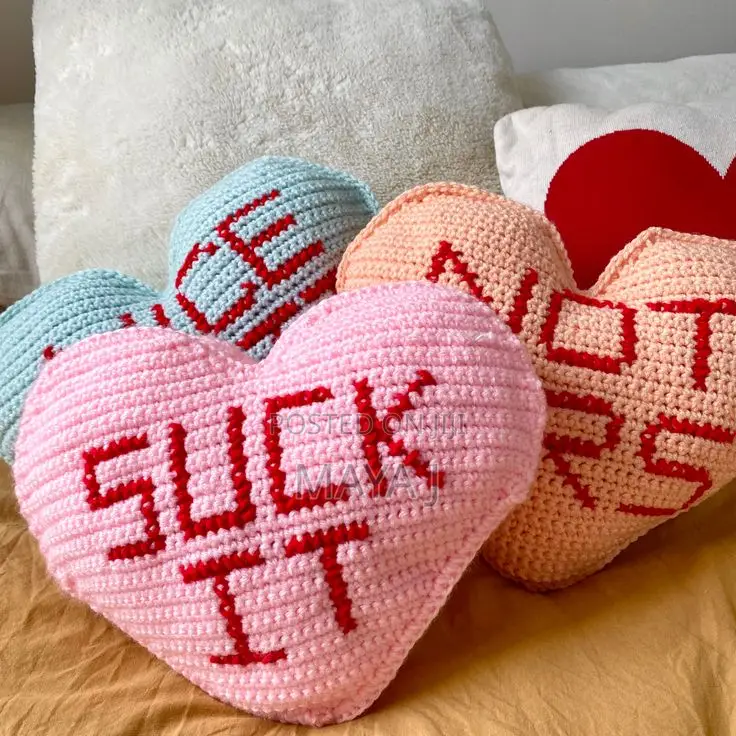 Heart Pillow / Hand Made Crochet