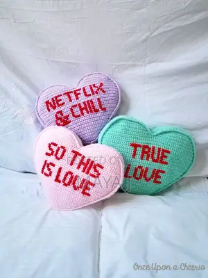 Heart Pillow / Hand Made Crochet