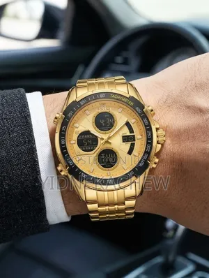 FOLLGA Gold Toned Sports Wristwatch