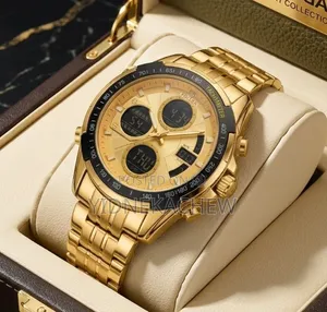 FOLLGA Gold Toned Sports Wristwatch