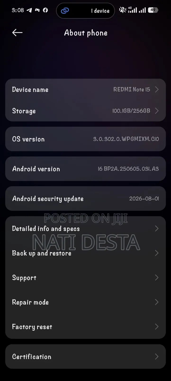 Xiaomi Redmi Note 15 256 GB Black