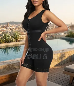 Black Full-Body Shapewear Bodysuit, Commonly Referred to as a Faja