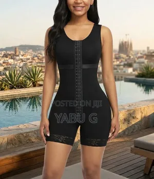 Black Full-Body Shapewear Bodysuit, Commonly Referred to as a Faja
