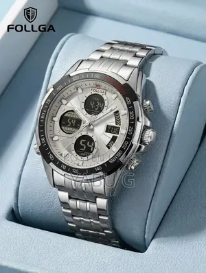 FOLLGA Analog-Digital Luxury Stainless Steel Sports Wristwatc