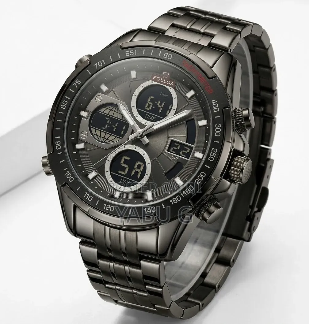 Full Black FOLLGA Analog and Digital Watch