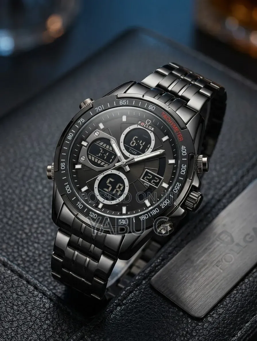 Full Black FOLLGA Analog and Digital Watch