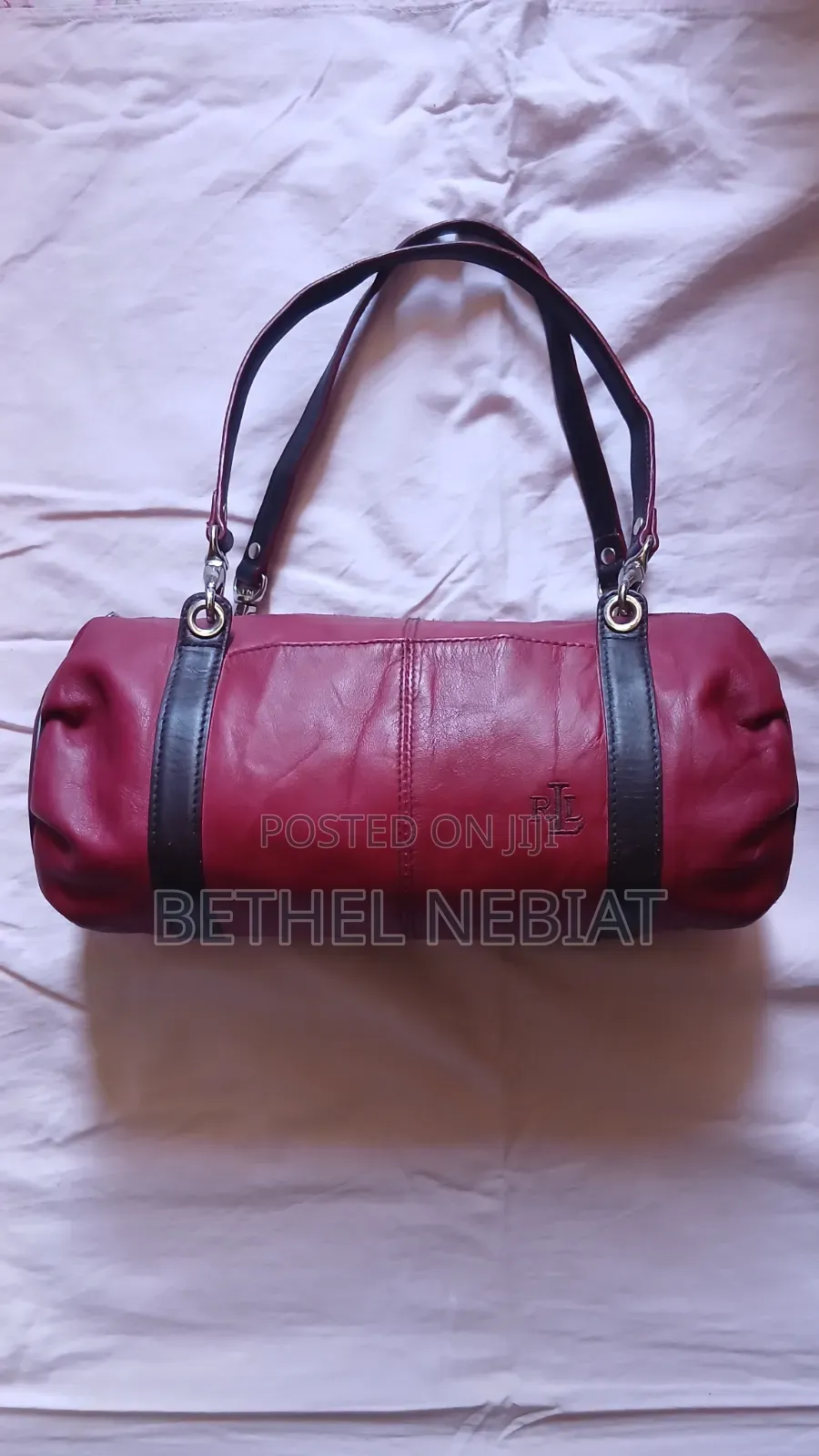 Vintage Lauren Ralph Lauren Red Leather Barrel Shoulder Bag