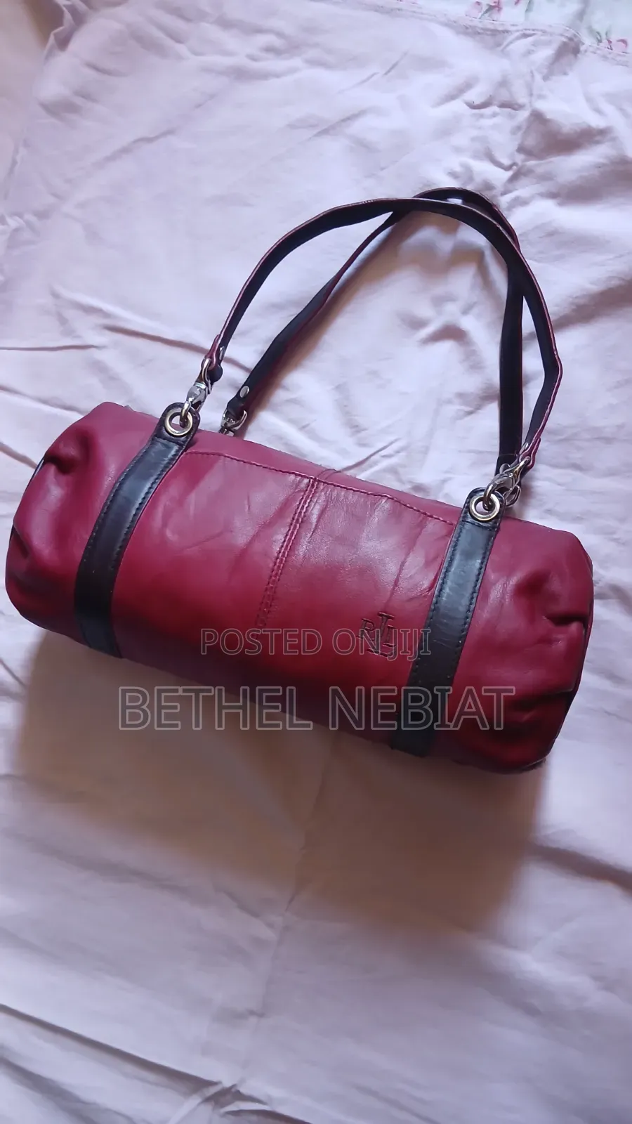 Vintage Lauren Ralph Lauren Red Leather Barrel Shoulder Bag