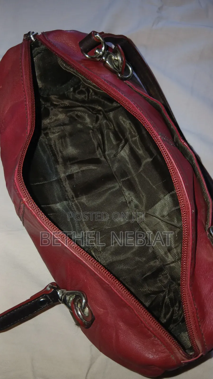 Vintage Lauren Ralph Lauren Red Leather Barrel Shoulder Bag