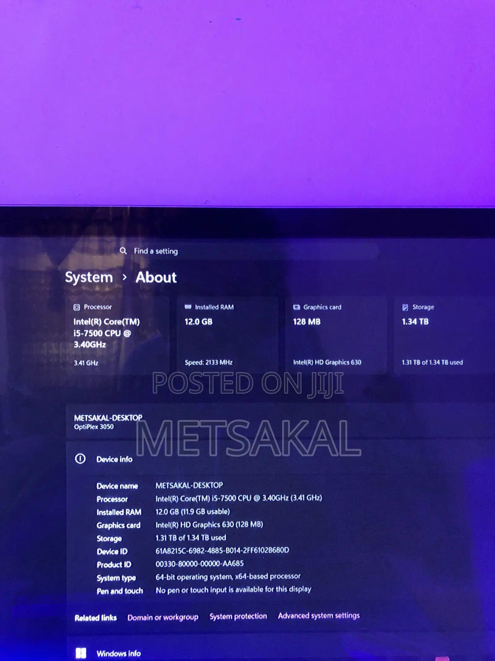 Desktop Computer Dell OptiPlex 3050 12GB Intel Core i7 SSD 512GB