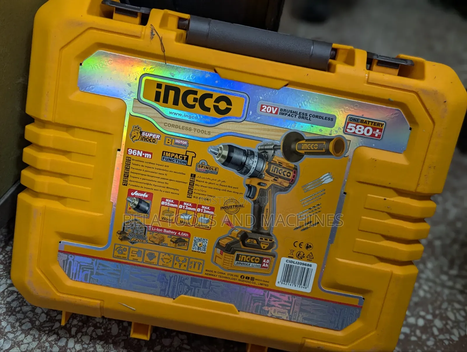 Ingco 96nm Cordless Chargeable Drill 20v 4Am Big Brushless Drill