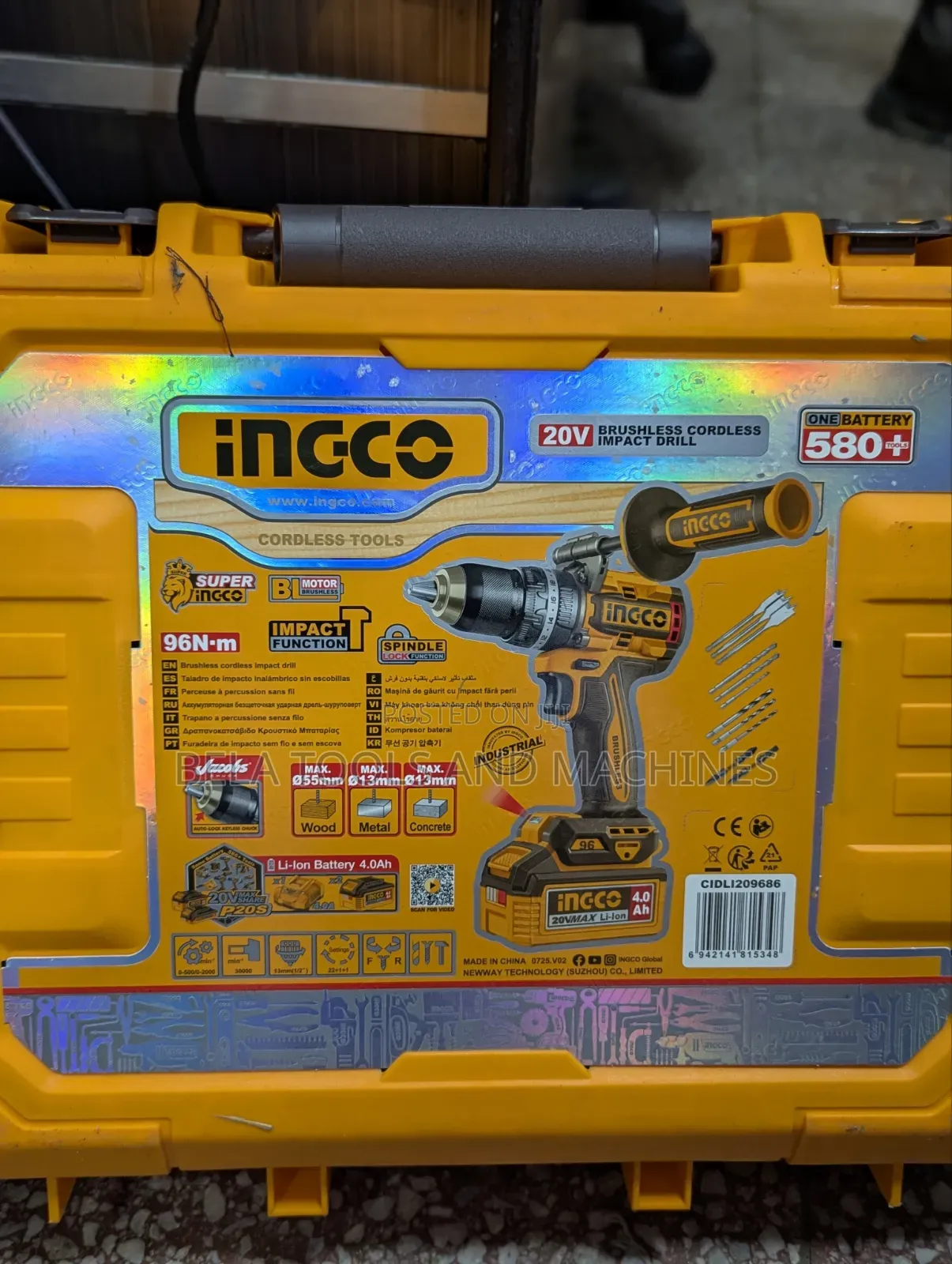 Ingco 96nm Cordless Chargeable Drill 20v 4Am Big Brushless Drill