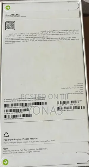 New Apple iPhone 18 Pro Max 256 GB Black