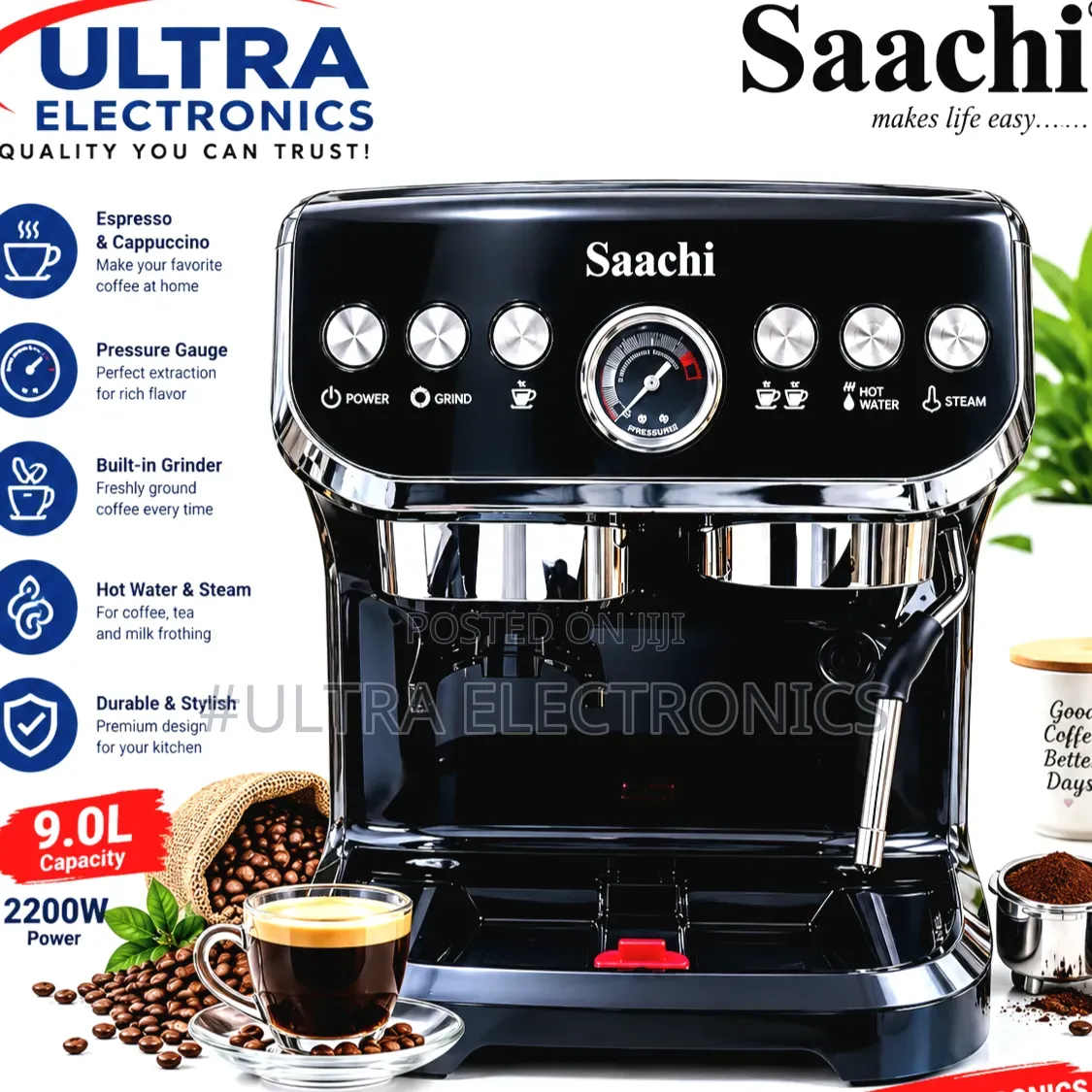 Saachi 19-Bar Espresso Machine With Integrated Conical Burr Grinder