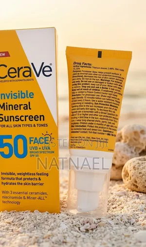 CeraVe Invisible Mineral Sunscreen SPF50 Face Lotion Titanium Dioxide