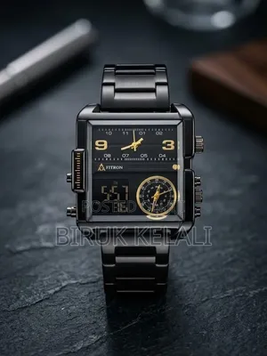Square-Dial Multi-Display Sports Wristwatch