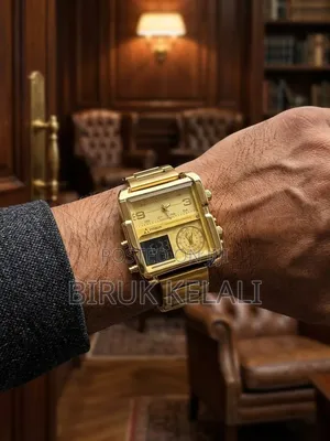 Gold-Toned Square-Case Multifunctional