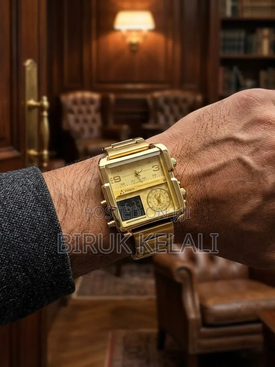 Gold-Toned Square-Case Multifunctional