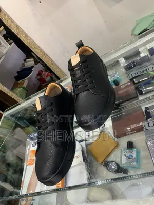 Black Pebbled Leather Sneakers or Black Casual Leather Flats