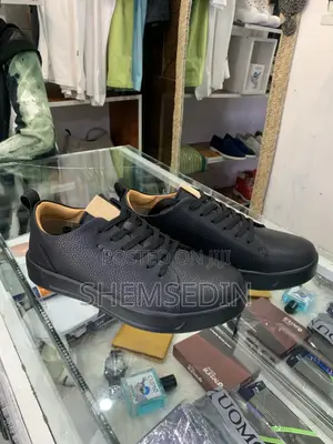 Black Pebbled Leather Sneakers or Black Casual Leather Flats