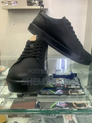 Black Pebbled Leather Sneakers or Black Casual Leather Flats