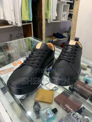 Black Pebbled Leather Sneakers or Black Casual Leather Flats