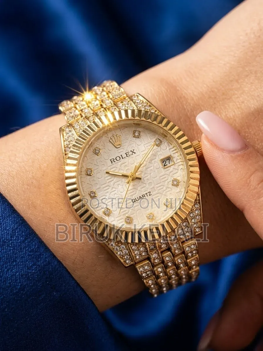 Rolex Gold-Tone, Diamond-Encrusted Fashion Watch Bearing a Rolex
