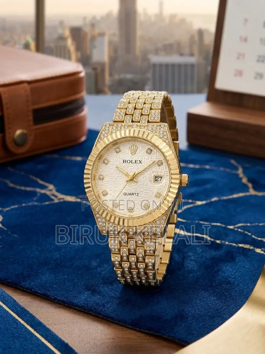 Rolex Gold-Tone, Diamond-Encrusted Fashion Watch Bearing a Rolex