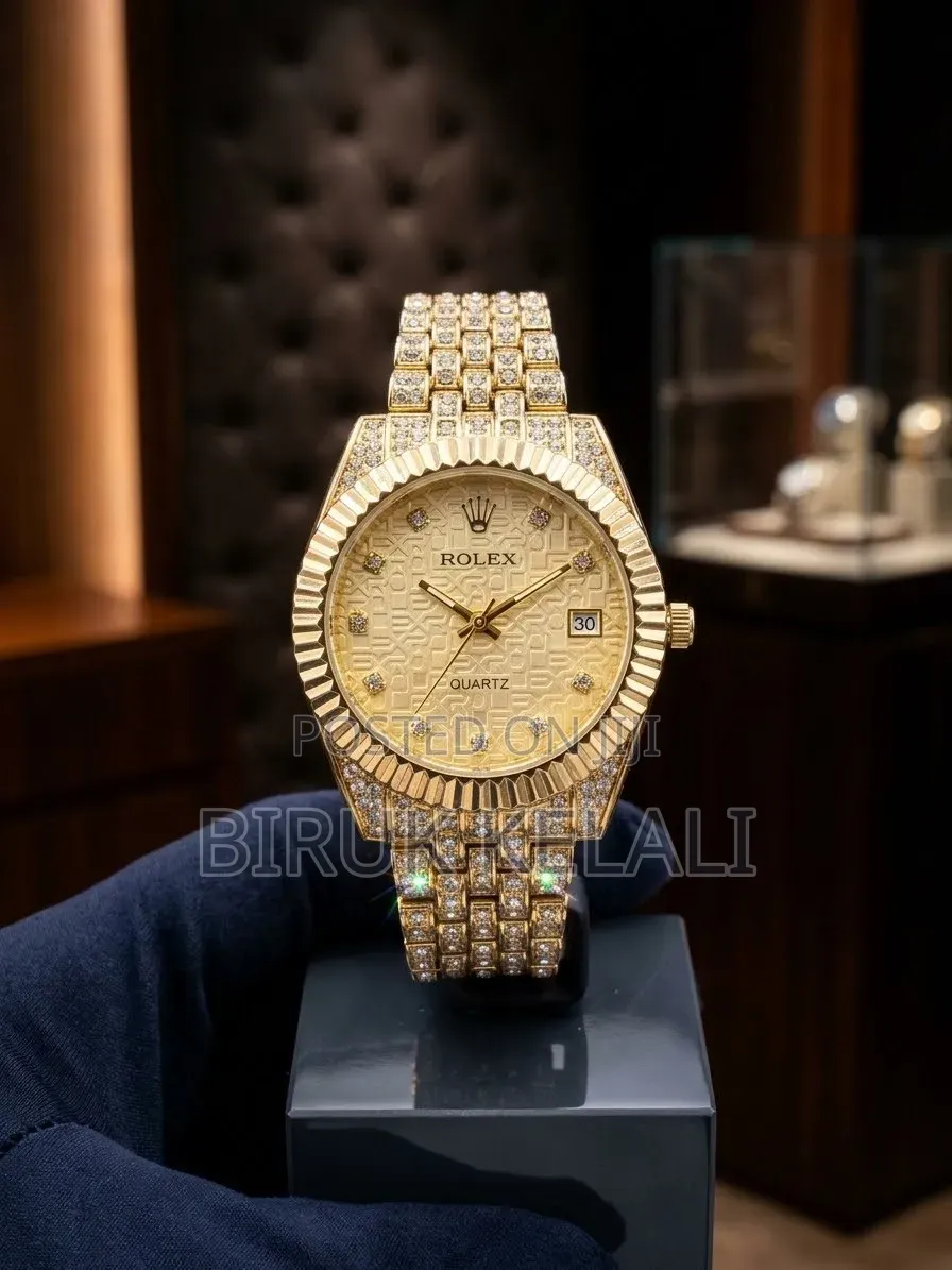 Rolex Gold-Tone, Diamond-Encrusted Fashion Watch Bearing a Rolex