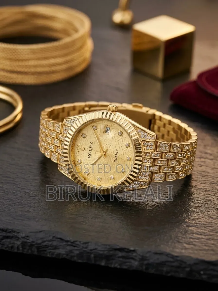 Rolex Gold-Tone, Diamond-Encrusted Fashion Watch Bearing a Rolex